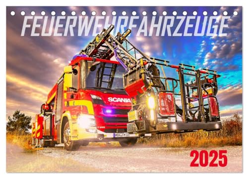 Feurwehrfahrzeuge (Tischkalender 2025 DIN A5 quer), CALVENDO Monatskalender von CALVENDO