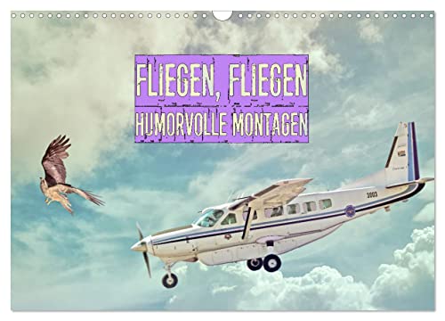 Fliegen, Fliegen - humorvolle Montagen (Wandkalender 2025 DIN A3 quer), CALVENDO Monatskalender von CALVENDO