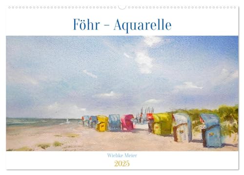 Föhr - Aquarelle (Wandkalender 2025 DIN A2 quer), CALVENDO Monatskalender von CALVENDO