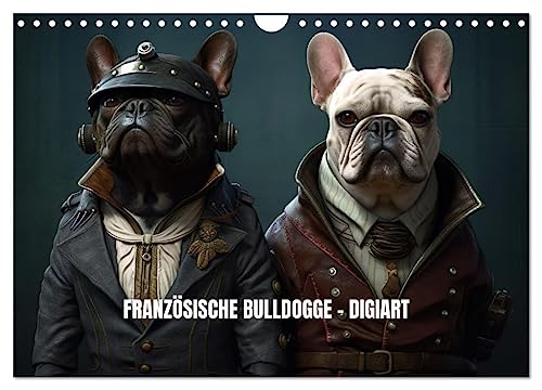 Französische Bulldogge KI Digiart (Wandkalender 2025 DIN A4 quer), CALVENDO Monatskalender von CALVENDO