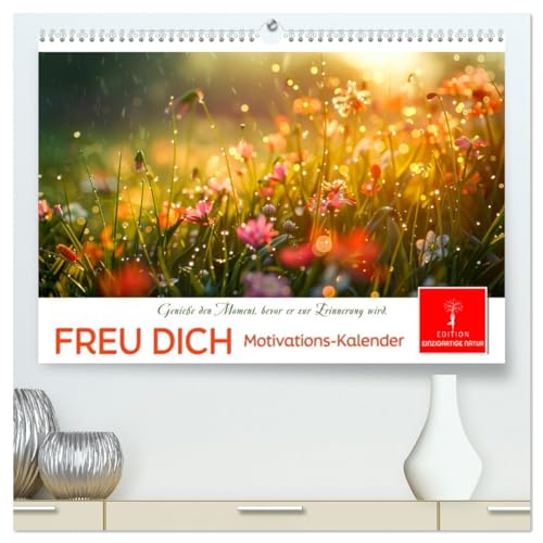 Freu Dich Motivations-Kalender (hochwertiger Premium Wandkalender 2025 DIN A2 quer), Kunstdruck in Hochglanz von CALVENDO