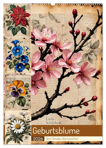 Geburtsblume, dein florales Sternzeichen (Wandkalender 2026 DIN A2 hoch), CALVENDO Monatskalender von CALVENDO