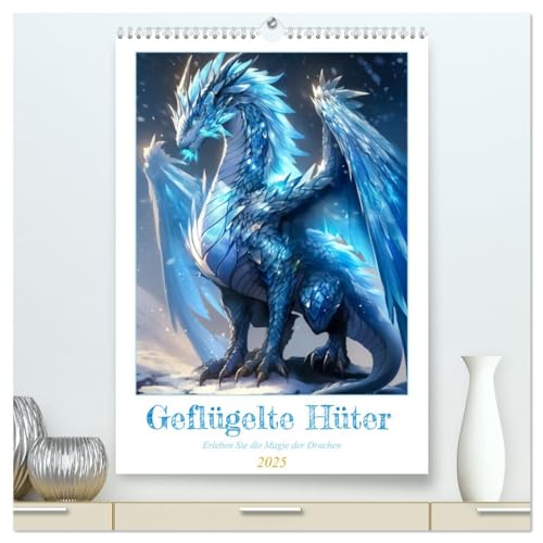 Geflügelte Hüter - Erleben Sie die Magie der Drachen (hochwertiger Premium Wandkalender 2025 DIN A2 hoch), Kunstdruck in Hochglanz von CALVENDO