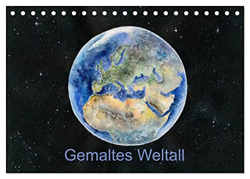 Gemaltes Weltall (Tischkalender 2025 DIN A5 quer), CALVENDO Monatskalender von CALVENDO