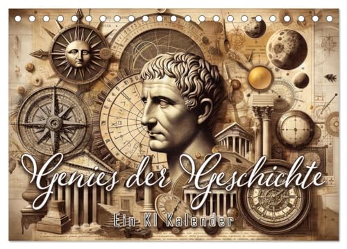 Genies der Geschichte - Ein KI Kalender (Tischkalender 2025 DIN A5 quer), CALVENDO Monatskalender von CALVENDO
