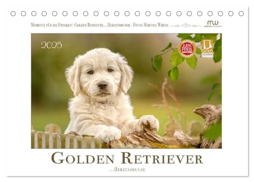 Golden Retriever... Herzenshunde (Tischkalender 2025 DIN A5 quer), CALVENDO Monatskalender von CALVENDO