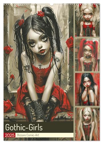 Gothic-Girls. Bizzare Comic-Art (Wandkalender 2025 DIN A2 hoch), CALVENDO Monatskalender von CALVENDO