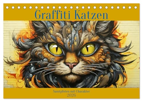 Graffiti Katzen (Tischkalender 2026 DIN A5 quer), CALVENDO Monatskalender von CALVENDO