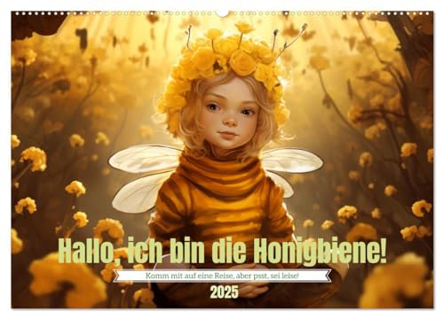 Hallo! Ich bin die Honigbiene (Wandkalender 2025 DIN A2 quer), CALVENDO Monatskalender: Kids, die die Bienenwelt mit Fantasie erobern (CALVENDO Tiere) von Calvendo
