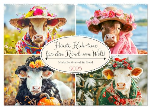 Haute Kuh-ture für das Rind von Welt! Modische Kühe voll im Trend (Wandkalender 2025 DIN A2 quer), CALVENDO Monatskalender von CALVENDO