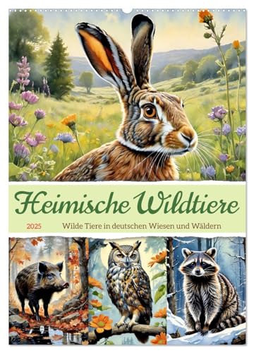 Heimische Wildtiere 2025 (Wandkalender 2025 DIN A2 hoch), CALVENDO Monatskalender von CALVENDO
