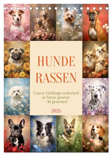 Hunderassen (Tischkalender 2025 DIN A5 hoch), CALVENDO Monatskalender von CALVENDO