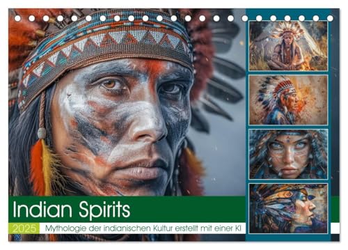 Indian Spirits (Tischkalender 2025 DIN A5 quer), CALVENDO Monatskalender: Lassen Sie sich jeden Monat aufs Neue von der Schönheit und dem spirituellen ... einzigartigen Kalenders. (CALVENDO Menschen) von CALVENDO