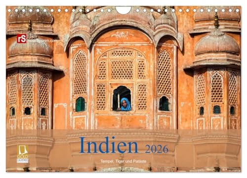 Indien 2026 Tempel, Tiger und Paläste (Wandkalender 2026 DIN A4 quer), CALVENDO Monatskalender: Indien - von Palästen, Tigern und Menschen (CALVENDO Orte) von Calvendo