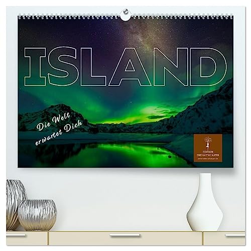 Island - die Welt erwartet Dich (hochwertiger Premium Wandkalender 2025 DIN A2 quer), Kunstdruck in Hochglanz von CALVENDO