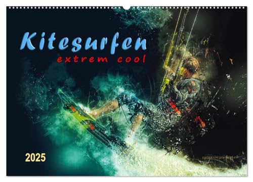 Kitesurfen extrem cool (Wandkalender 2025 DIN A2 quer), CALVENDO Monatskalender von CALVENDO