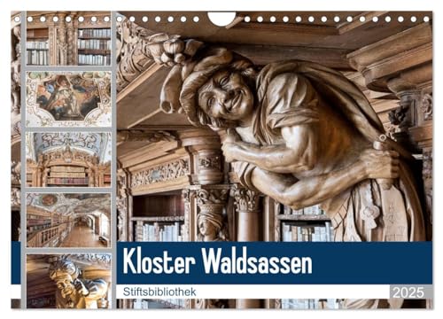 Kloster Waldsassen Stiftsbibliothek (Wandkalender 2025 DIN A4 quer), CALVENDO Monatskalender von CALVENDO