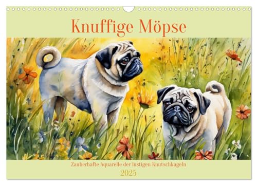 Knuffige Möpse (Wandkalender 2025 DIN A3 quer), CALVENDO Monatskalender von CALVENDO
