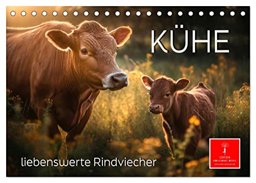Kühe - liebenswerte Rindviecher (Tischkalender 2025 DIN A5 quer), CALVENDO Monatskalender von CALVENDO