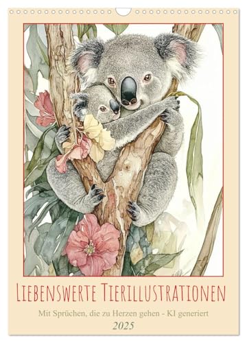 Liebenswerte Tierillustrationen (Wandkalender 2025 DIN A3 hoch), CALVENDO Monatskalender von CALVENDO