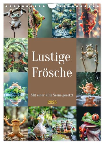 Lustige Frösche (Wandkalender 2025 DIN A4 hoch), CALVENDO Monatskalender: Diese fröhlichen Amphibien verbreiten Freude und bringen die Zuschauer zum ... Quatsch und Spaß befinden. (CALVENDO Tiere) von CALVENDO