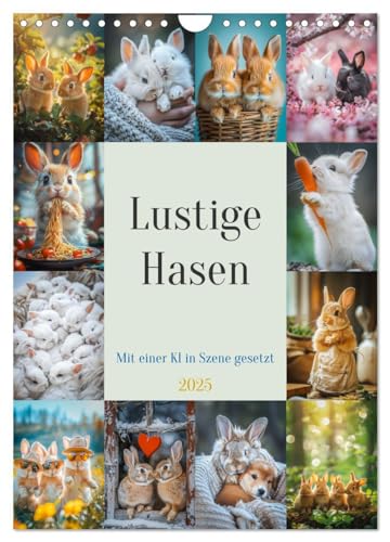 Lustige Hasen (Wandkalender 2025 DIN A4 hoch), CALVENDO Monatskalender: Von lustigen Missgeschicken bis hin zu unerwarteten Begegnungen, die ... Natur der Hasenwelt zeigen. (CALVENDO Tiere) von CALVENDO