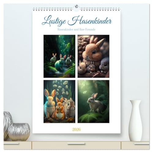 Lustige Hasenkinder (hochwertiger Premium Wandkalender 2026 DIN A2 hoch), Kunstdruck in Hochglanz von CALVENDO