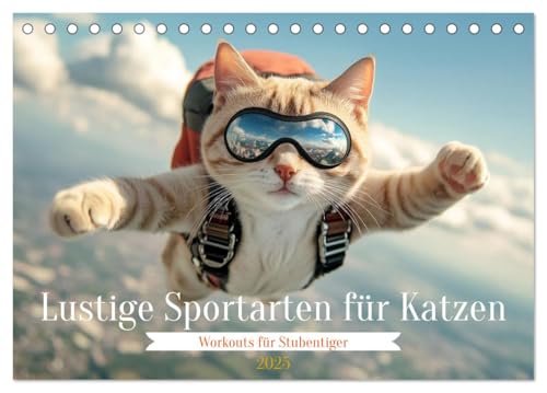 Lustige Sportarten für Katzen (Tischkalender 2025 DIN A5 quer), CALVENDO Monatskalender von CALVENDO
