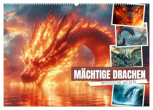 MÄCHTIGE DRACHEN Mystische Wesen (Wandkalender 2025 DIN A2 quer), CALVENDO Monatskalender von CALVENDO
