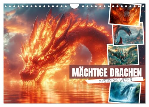 MÄCHTIGE DRACHEN Mystische Wesen (Wandkalender 2025 DIN A4 quer), CALVENDO Monatskalender
