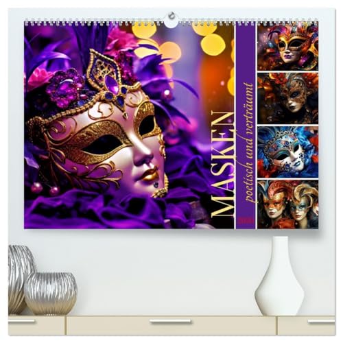 MASKEN - poetisch und verträumt (hochwertiger Premium Wandkalender 2026 DIN A2 quer), Kunstdruck in Hochglanz: Tauchen Sie ein in eine Welt voller Zauber und Emotionen (CALVENDO Kunst) von Calvendo