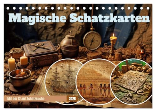 Magische Schatzkarten (Tischkalender 2026 DIN A5 quer), CALVENDO Monatskalender von CALVENDO