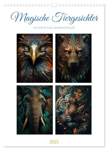 Magische Tiergesichter (Wandkalender 2025 DIN A3 hoch), CALVENDO Monatskalender von CALVENDO