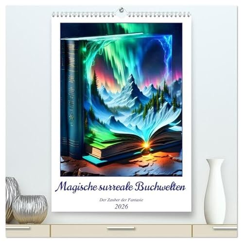 Magische surreale Buchwelten (hochwertiger Premium Wandkalender 2026 DIN A2 hoch), Kunstdruck in Hochglanz: Tauchen Sie ein in die faszinierende Welt ... Reise mitnehmen. (CALVENDO Kunst) von Calvendo