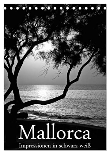 Mallorca Impressionen in schwarz-weiß (Tischkalender 2025 DIN A5 hoch), CALVENDO Monatskalender von CALVENDO
