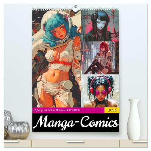 Manga-Comics. Cyberpunk Anime. Science Fiction Girls (hochwertiger Premium Wandkalender 2025 DIN A2 hoch), Kunstdruck in Hochglanz von CALVENDO