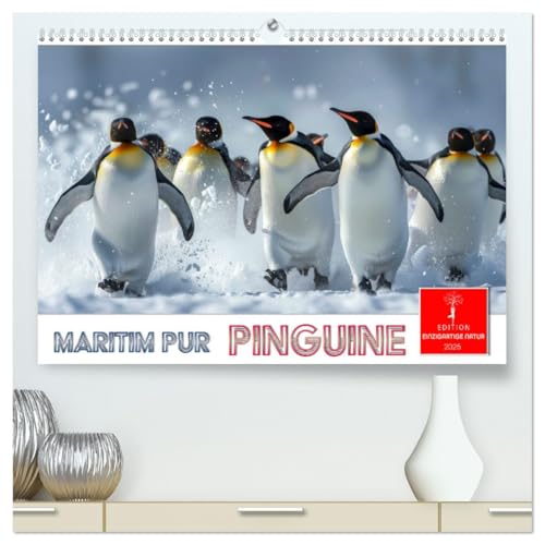 Maritim pur - Pinguine (hochwertiger Premium Wandkalender 2025 DIN A2 quer), Kunstdruck in Hochglanz von CALVENDO