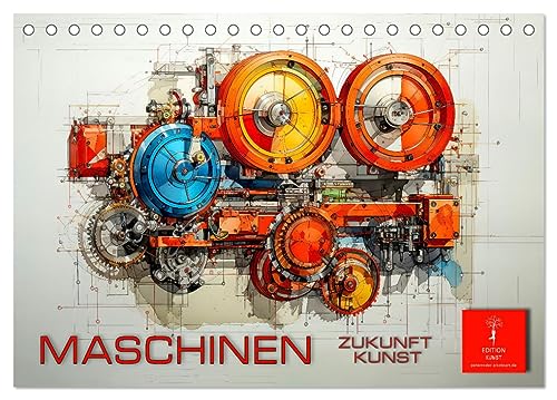 Maschinen Zukunft Kunst (Tischkalender 2025 DIN A5 quer), CALVENDO Monatskalender von CALVENDO