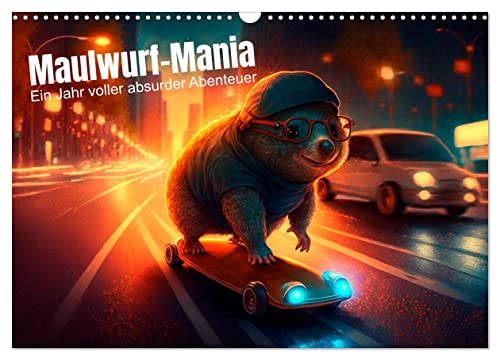 Maulwurf Mania Ein Jahr voller absurder Abenteuer (Wandkalender 2025 DIN A3 quer), CALVENDO Monatskalender von CALVENDO