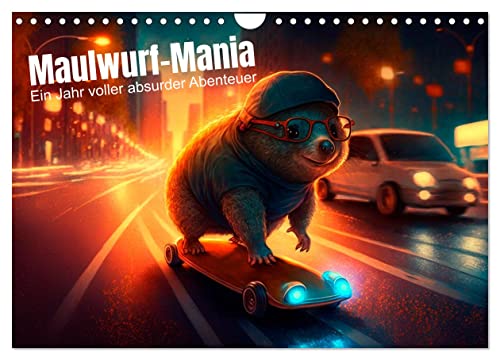 Maulwurf Mania Ein Jahr voller absurder Abenteuer (Wandkalender 2025 DIN A4 quer), CALVENDO Monatskalender von CALVENDO