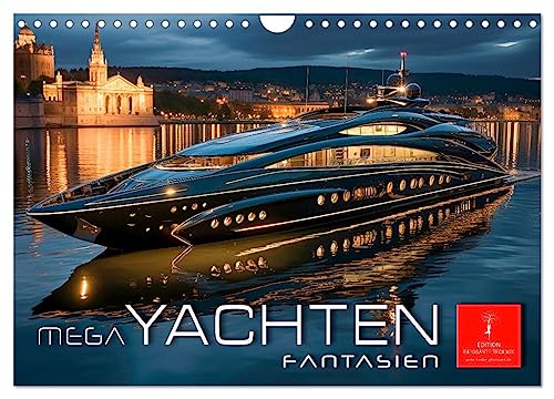 Mega Yachten Fantasien (Wandkalender 2025 DIN A4 quer), CALVENDO Monatskalender: Mega Yachten Fantasien – eine Welt des innovativen Designs und der fesselnden Schönheit (CALVENDO Technologie) von Calvendo