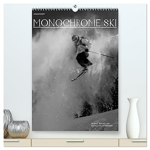 Monochrome Ski (hochwertiger Premium Wandkalender 2025 DIN A2 hoch), Kunstdruck in Hochglanz von CALVENDO