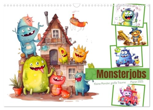 Monsterjobs - Kleine Monster, große Träume (Wandkalender 2025 DIN A3 quer), CALVENDO Monatskalender von CALVENDO