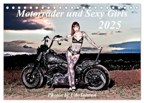 Motorräder und Sexy Girls (Tischkalender 2025 DIN A5 quer), CALVENDO Monatskalender von CALVENDO
