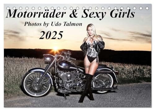 Motorräder & Sexy Girls (Tischkalender 2025 DIN A5 quer), CALVENDO Monatskalender von CALVENDO