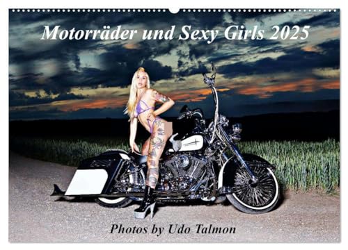 Motorräder und Sexy Girls (Wandkalender 2025 DIN A2 quer), CALVENDO Monatskalender von CALVENDO