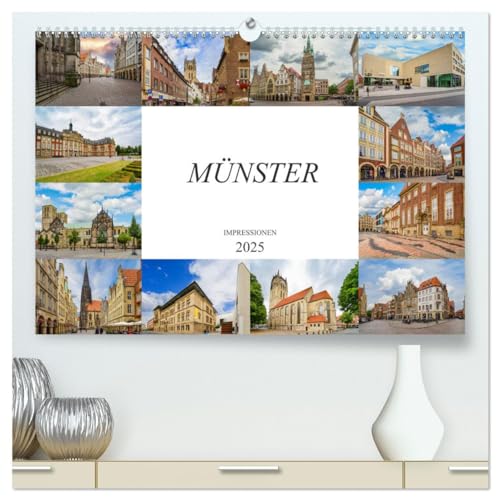 Münster Impressionen (hochwertiger Premium Wandkalender 2025 DIN A2 quer), Kunstdruck in Hochglanz von CALVENDO