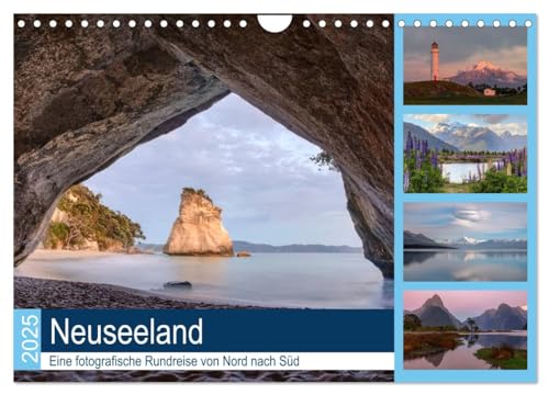 Neuseeland - Eine fotografische Rundreise von Nord nach Süd (Wandkalender 2025 DIN A4 quer), CALVENDO Monatskalender von CALVENDO