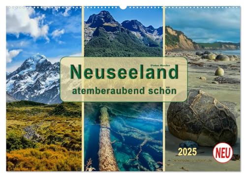 Neuseeland - atemberaubend schön (Wandkalender 2025 DIN A2 quer), CALVENDO Monatskalender von CALVENDO