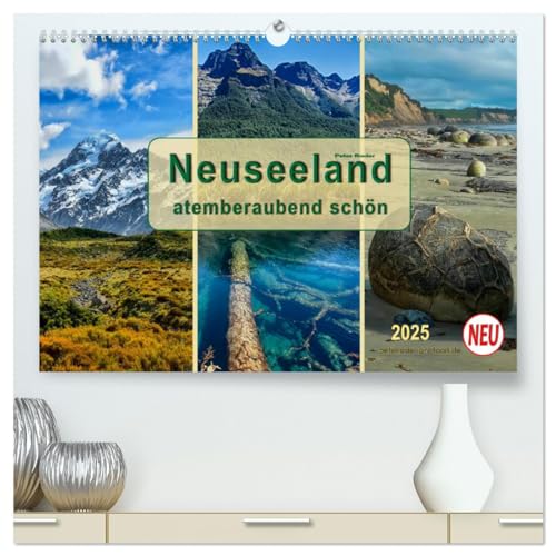 Neuseeland - atemberaubend schön (hochwertiger Premium Wandkalender 2025 DIN A2 quer), Kunstdruck in Hochglanz von CALVENDO